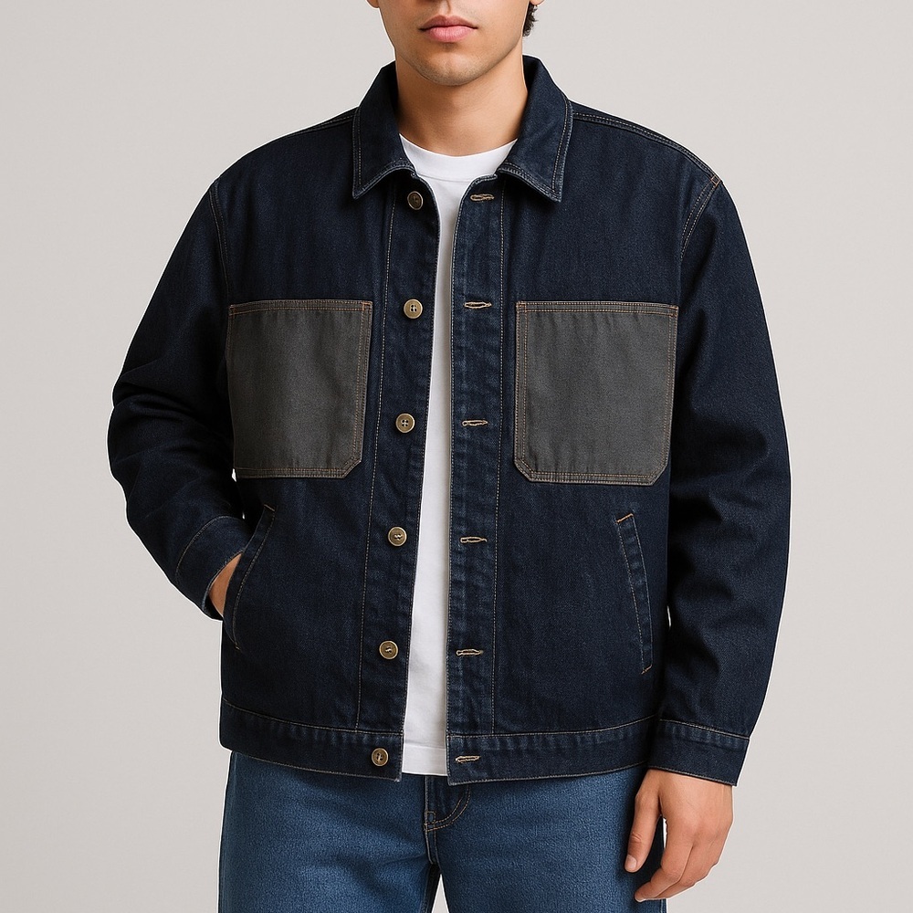 Y2K Mecca USA Jean Therapy Dark Wash Denim Chore Jacket XXL Oversized Streetwear